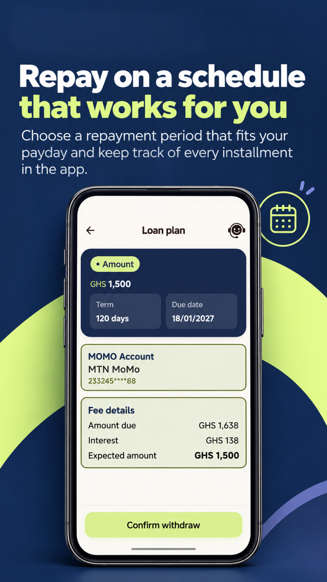 Capital Moni — loan plan and repayment schedule